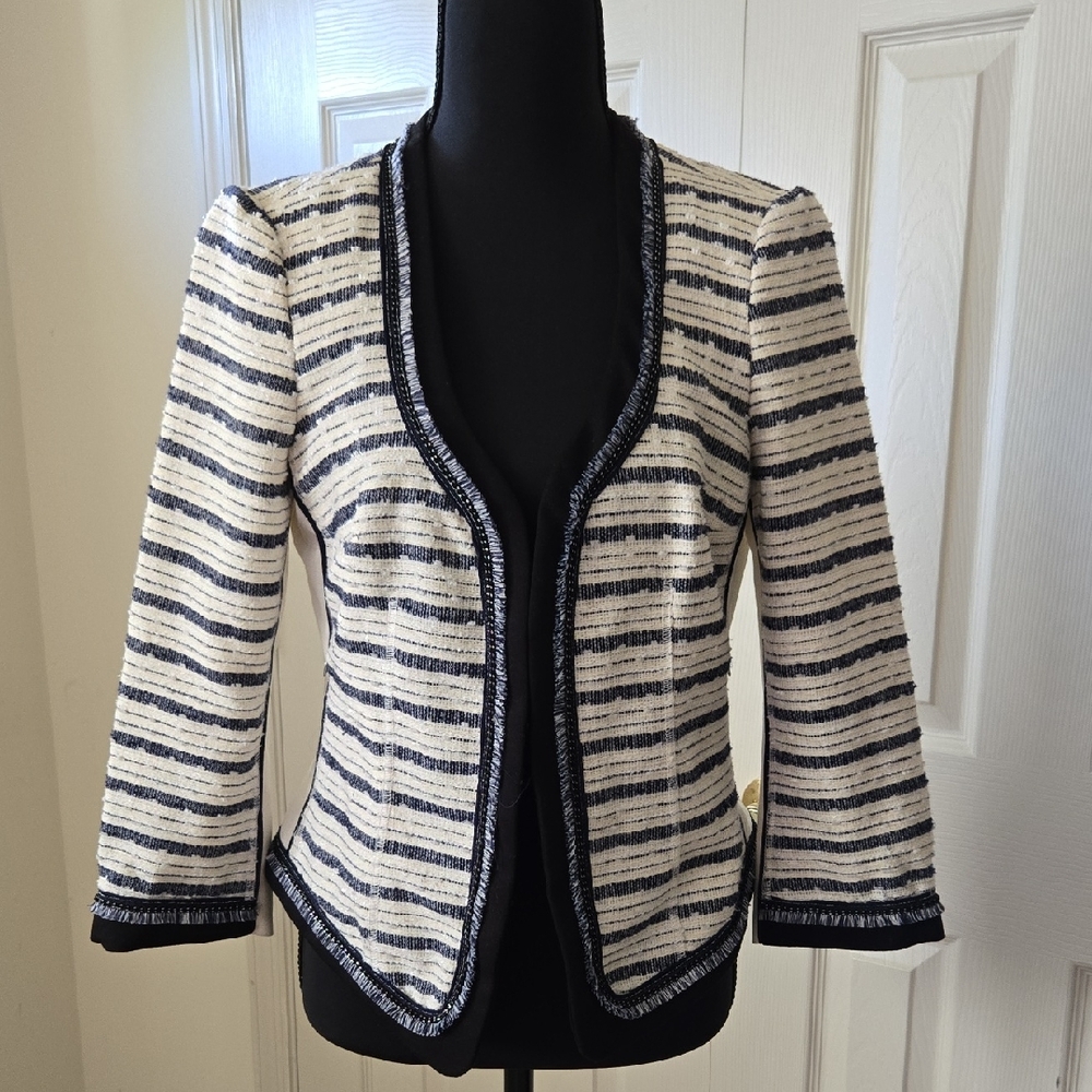 White House Black Market Black and White Blazer Timeless Elegance